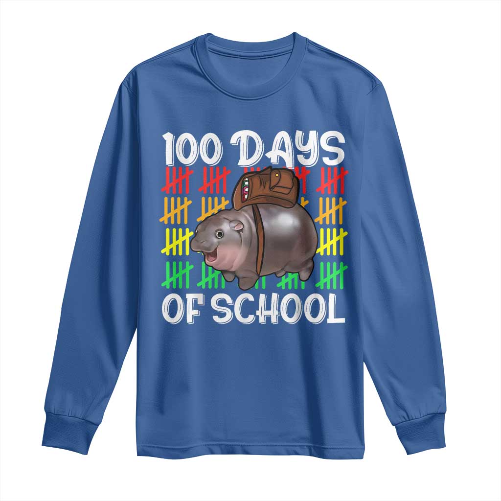 Funny Moo Deng 100 Days Of School Long Sleeve Shirt
