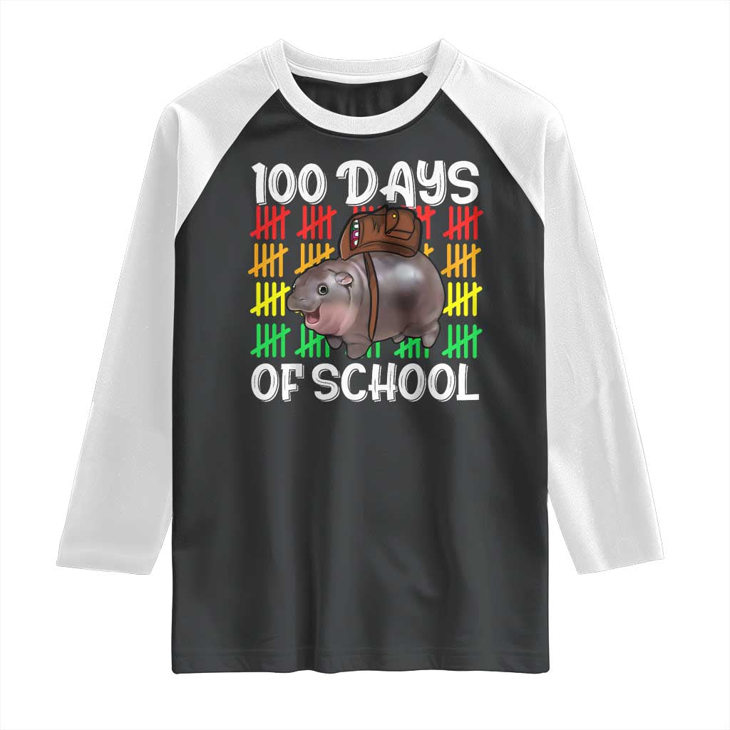 Funny Moo Deng 100 Days Of School Raglan Shirt