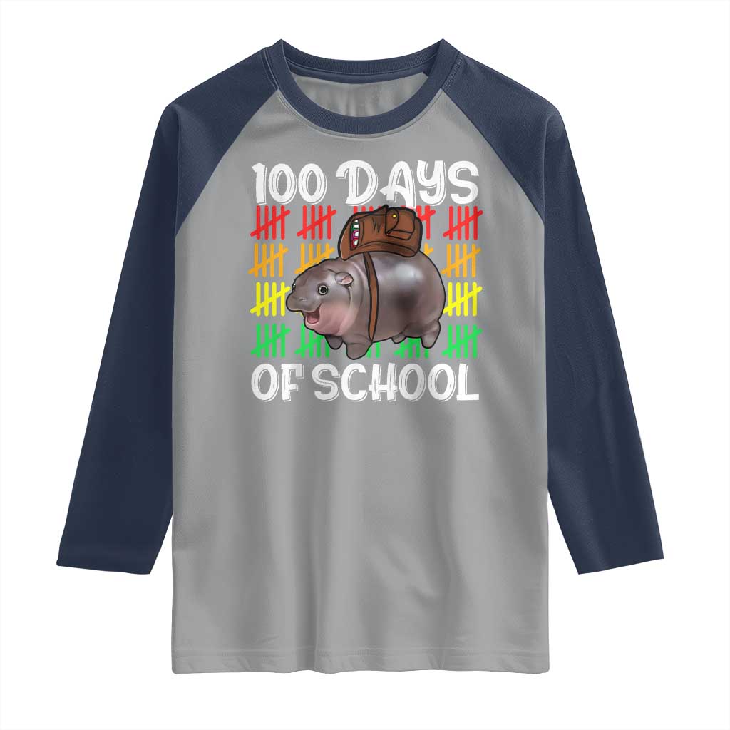 Funny Moo Deng 100 Days Of School Raglan Shirt