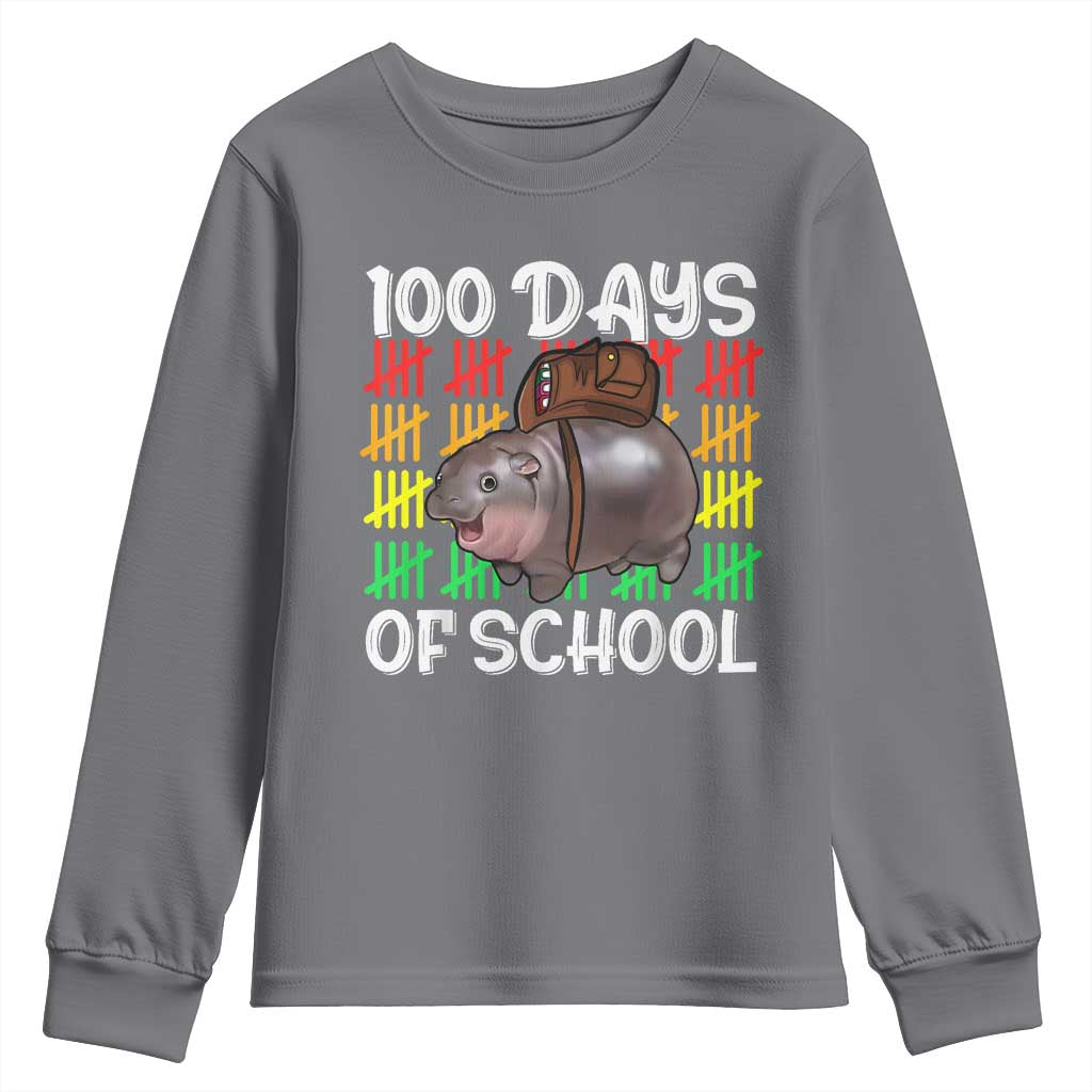Funny Moo Deng 100 Days Of School Youth Sweatshirt