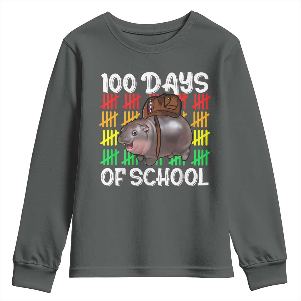 Funny Moo Deng 100 Days Of School Youth Sweatshirt