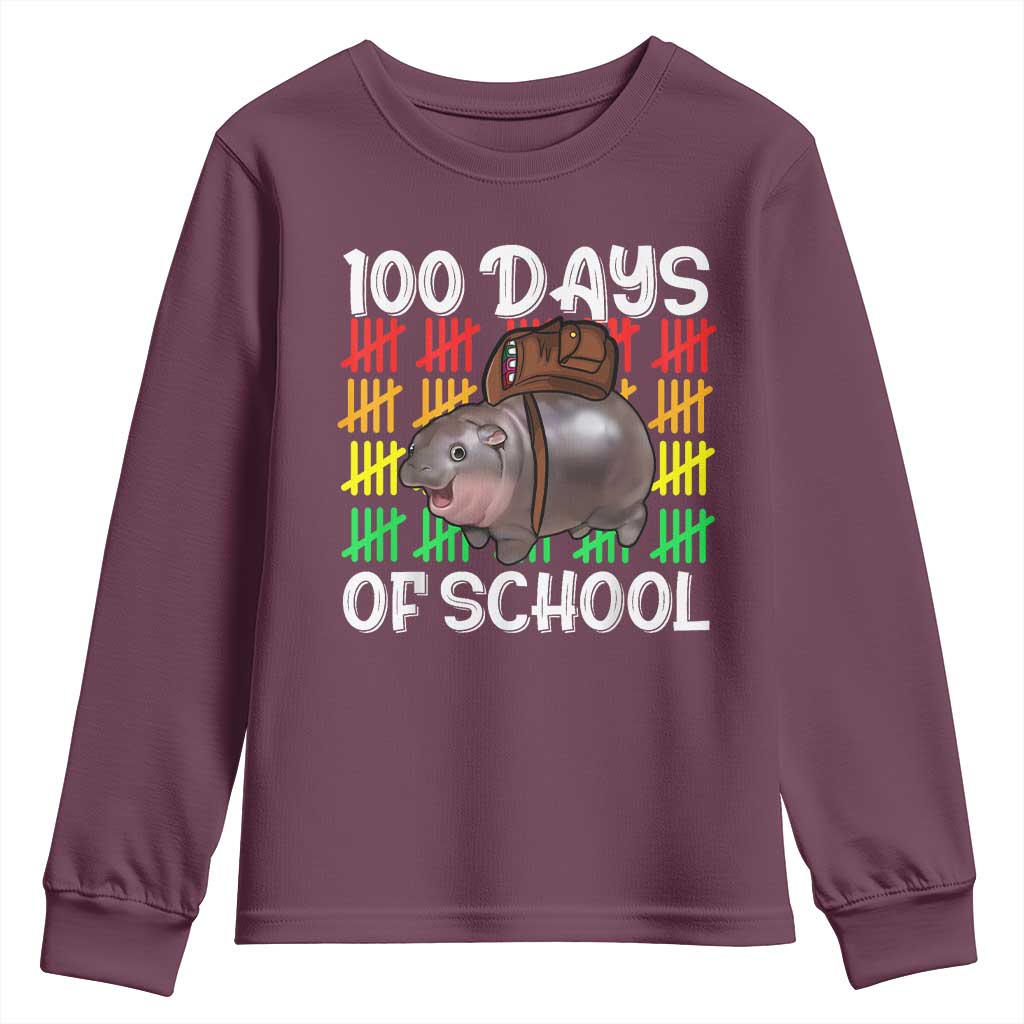 Funny Moo Deng 100 Days Of School Youth Sweatshirt