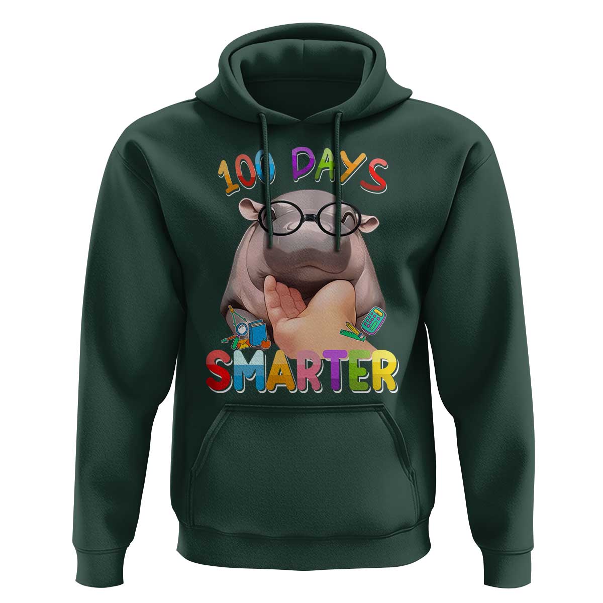Funny Moo Deng 100 Days Smarter Hoodie Teachers Students 100th Day Of School