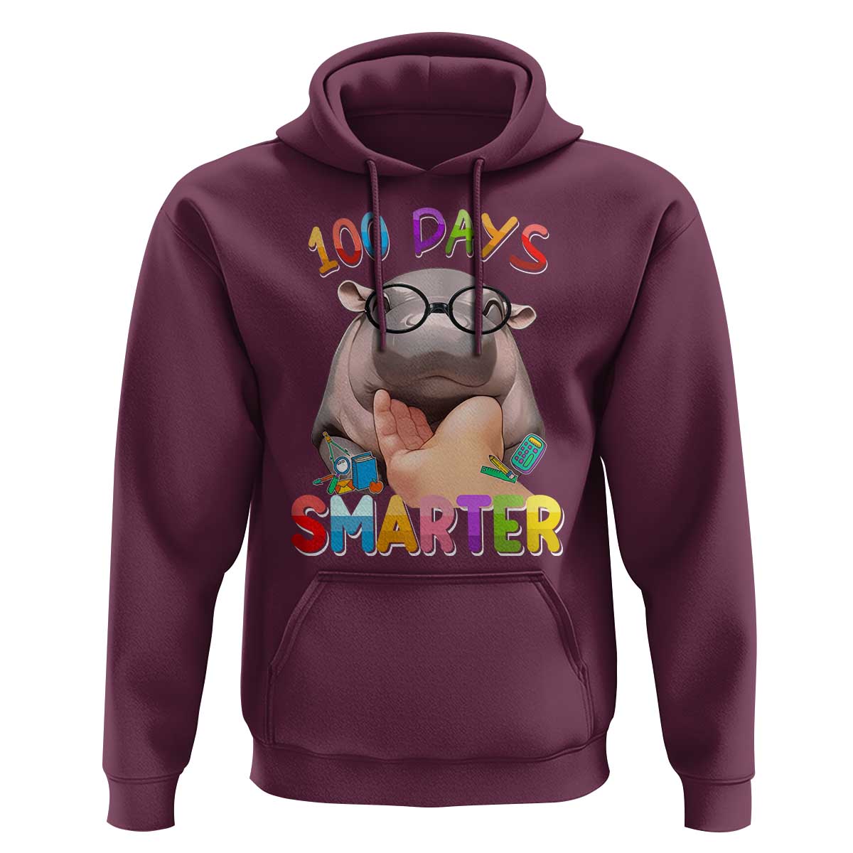 Funny Moo Deng 100 Days Smarter Hoodie Teachers Students 100th Day Of School