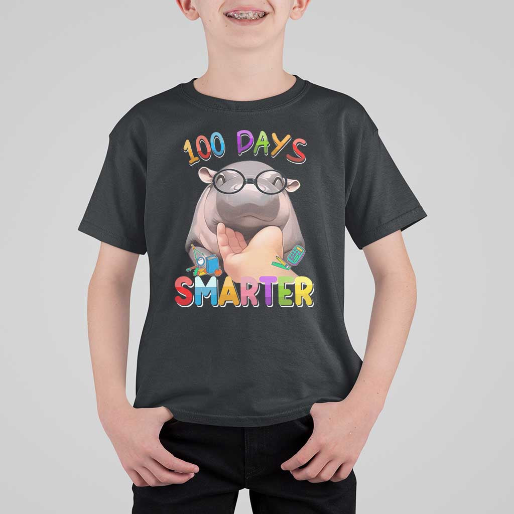 Funny Moo Deng 100 Days Smarter T Shirt For Kid Teachers Students 100th Day Of School