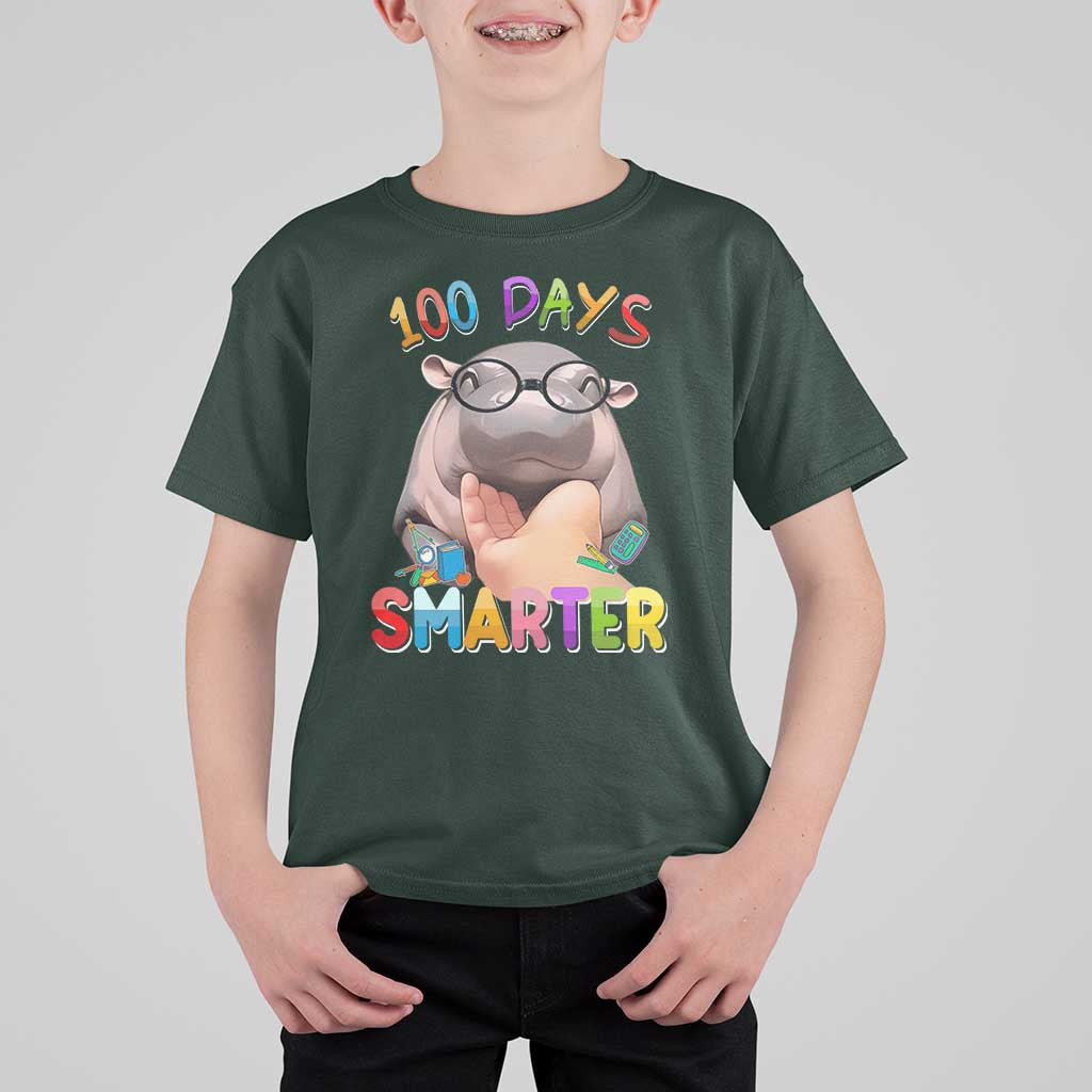 Funny Moo Deng 100 Days Smarter T Shirt For Kid Teachers Students 100th Day Of School