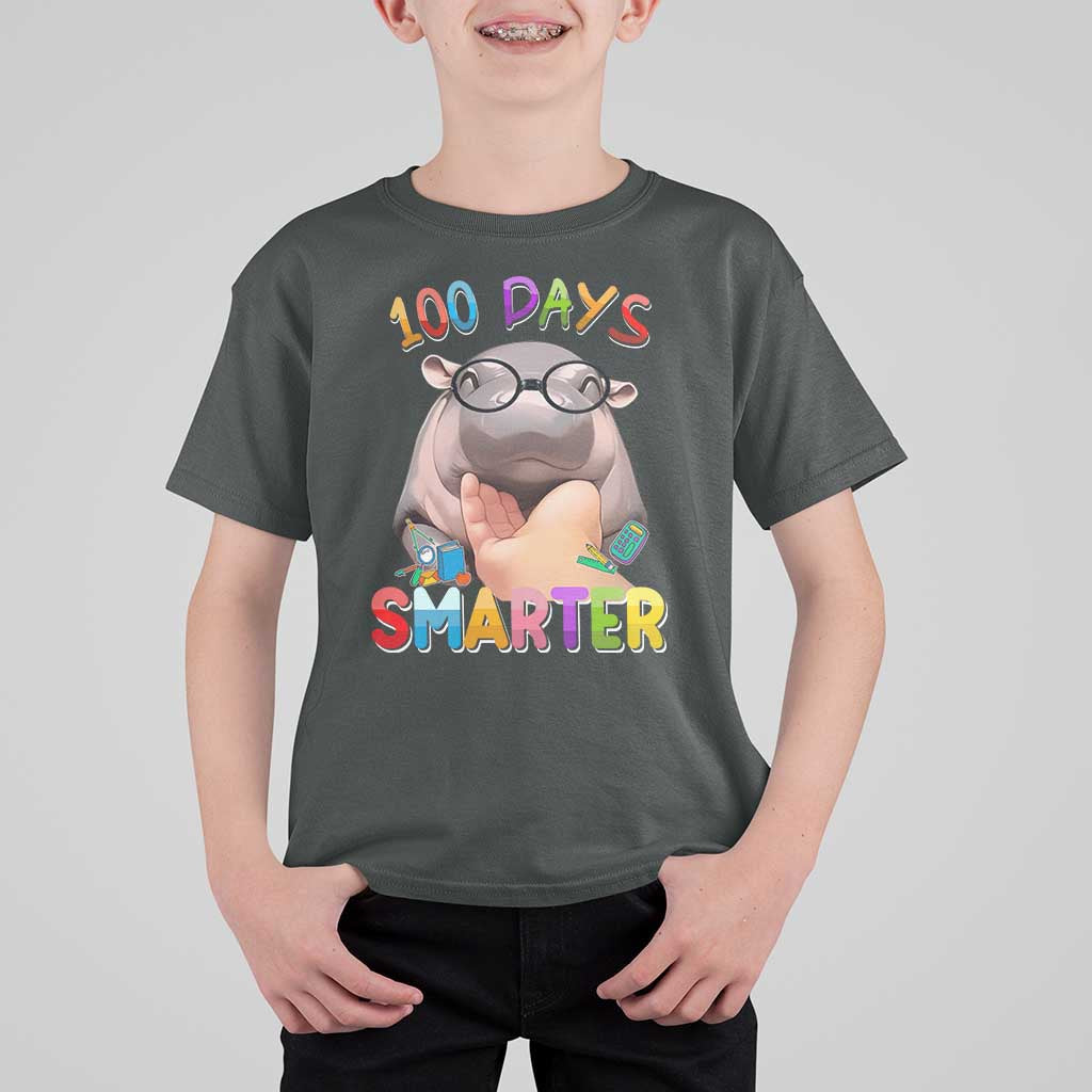 Funny Moo Deng 100 Days Smarter T Shirt For Kid Teachers Students 100th Day Of School
