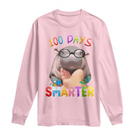 Funny Moo Deng 100 Days Smarter Long Sleeve Shirt Teachers Students 100th Day Of School