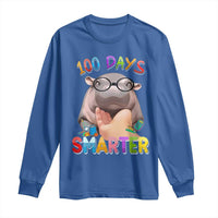 Funny Moo Deng 100 Days Smarter Long Sleeve Shirt Teachers Students 100th Day Of School