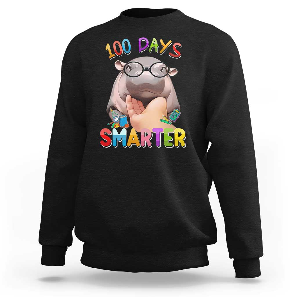 Funny Moo Deng 100 Days Smarter Sweatshirt Teachers Students 100th Day Of School