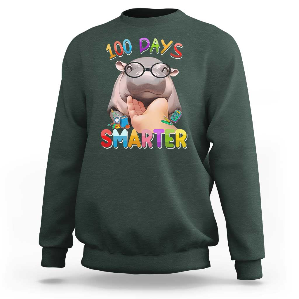 Funny Moo Deng 100 Days Smarter Sweatshirt Teachers Students 100th Day Of School