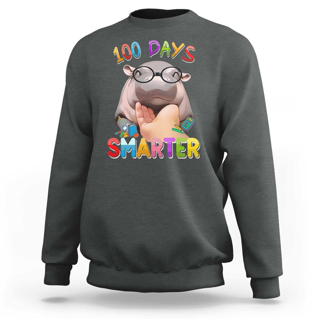Funny Moo Deng 100 Days Smarter Sweatshirt Teachers Students 100th Day Of School