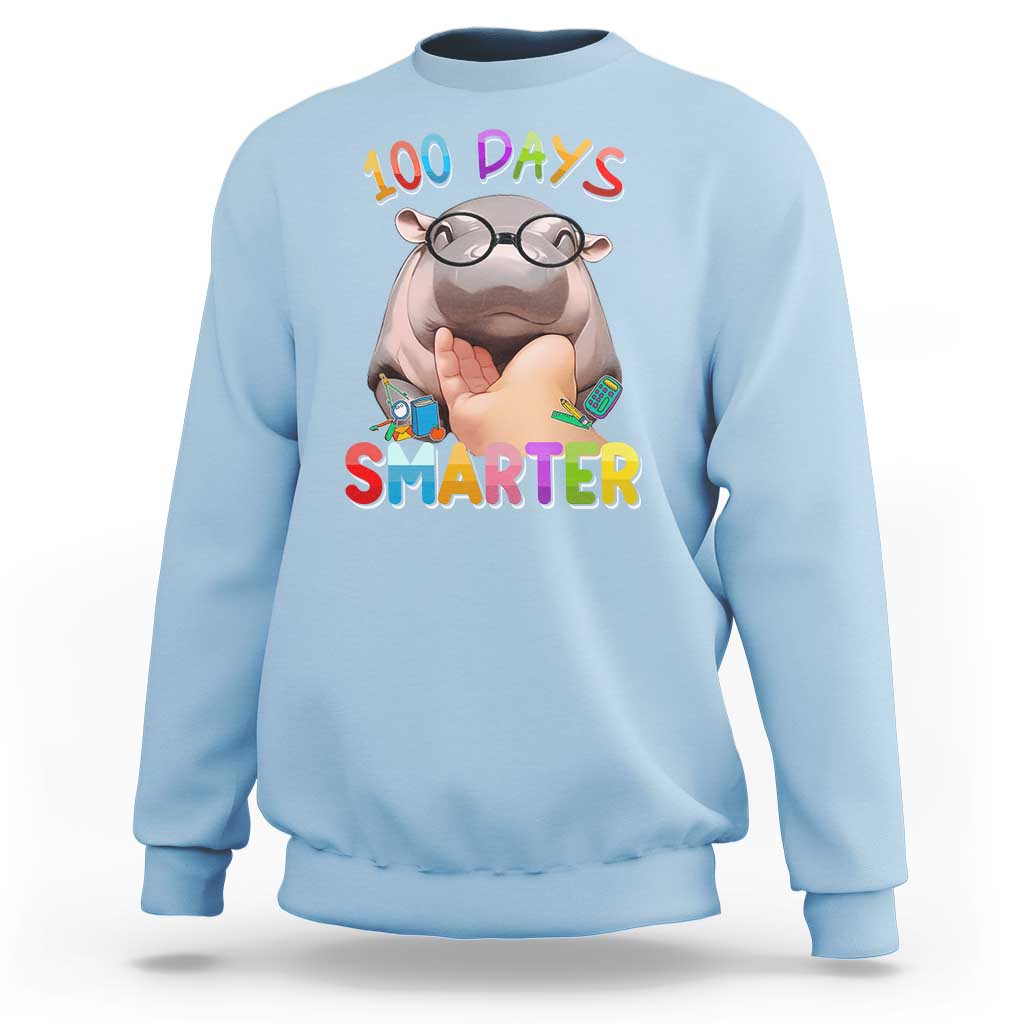 Funny Moo Deng 100 Days Smarter Sweatshirt Teachers Students 100th Day Of School