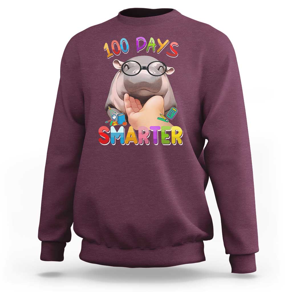 Funny Moo Deng 100 Days Smarter Sweatshirt Teachers Students 100th Day Of School