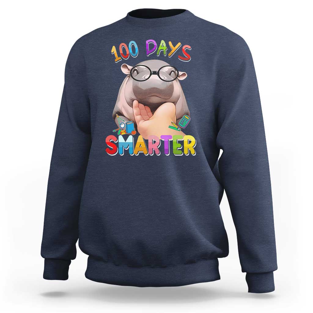 Funny Moo Deng 100 Days Smarter Sweatshirt Teachers Students 100th Day Of School