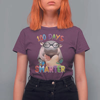 Funny Moo Deng 100 Days Smarter T Shirt For Women Teachers Students 100th Day Of School