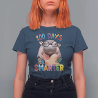 Funny Moo Deng 100 Days Smarter T Shirt For Women Teachers Students 100th Day Of School