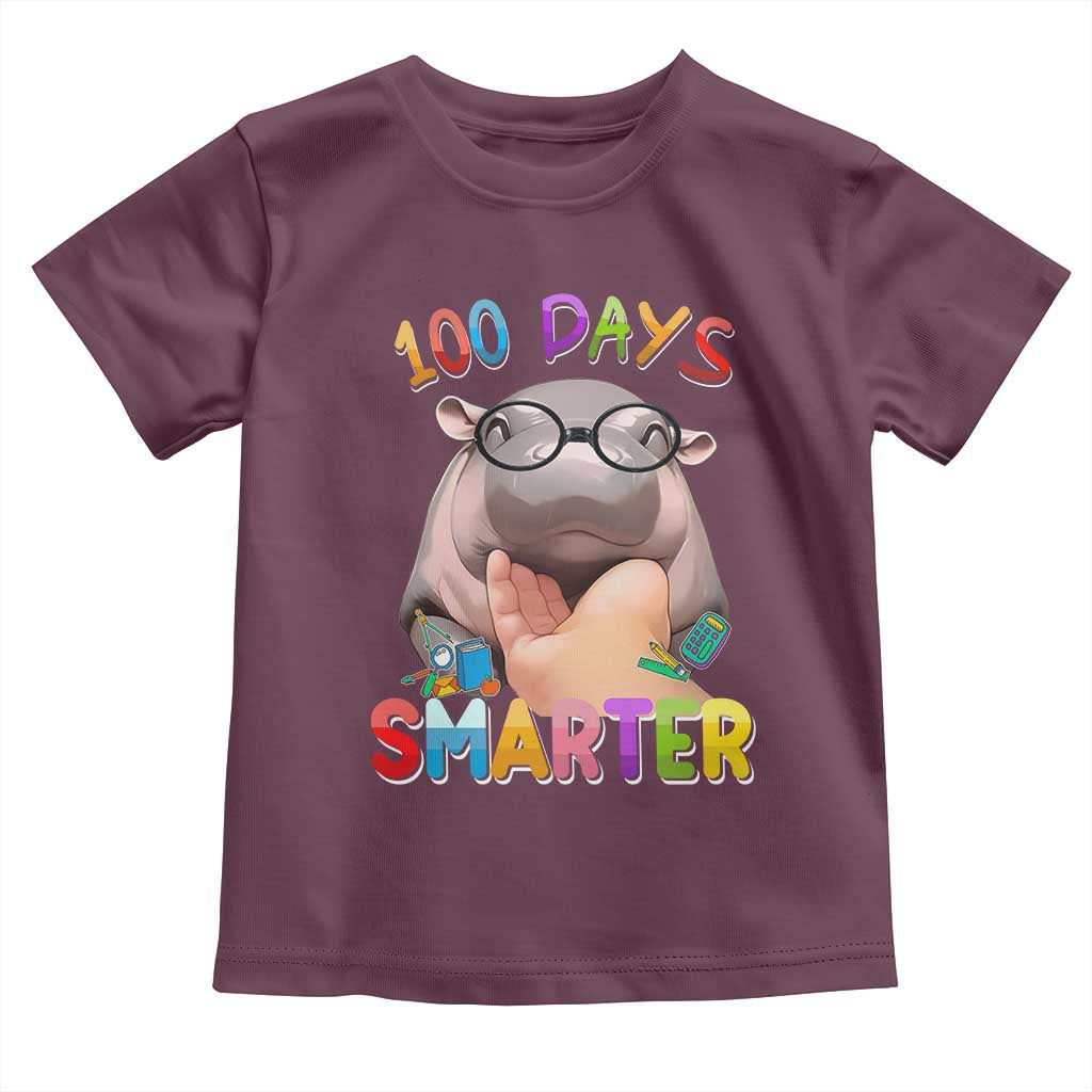 Funny Moo Deng 100 Days Smarter Toddler T Shirt Teachers Students 100th Day Of School