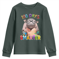 Funny Moo Deng 100 Days Smarter Youth Sweatshirt Teachers Students 100th Day Of School