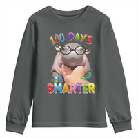Funny Moo Deng 100 Days Smarter Youth Sweatshirt Teachers Students 100th Day Of School