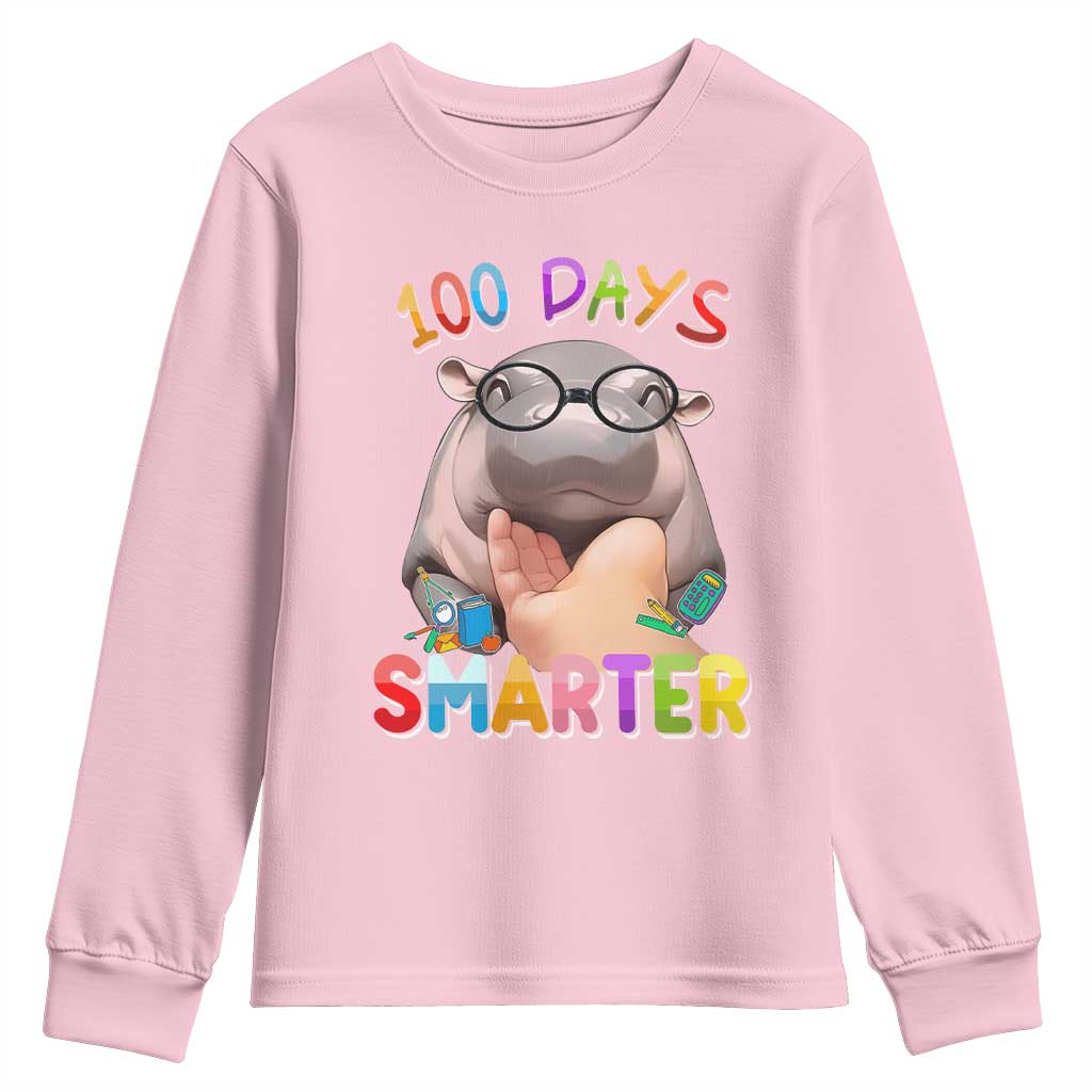 Funny Moo Deng 100 Days Smarter Youth Sweatshirt Teachers Students 100th Day Of School