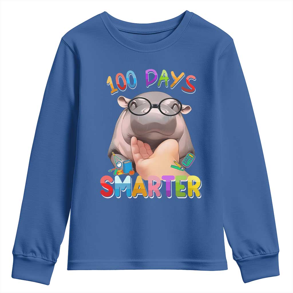 Funny Moo Deng 100 Days Smarter Youth Sweatshirt Teachers Students 100th Day Of School