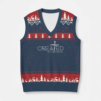 Created With A Purpose V-Neck Knit Sweater Vest Christian Faith Cross - Wonder Print Shop