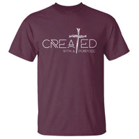 Created With A Purpose T Shirt Christian Faith Cross