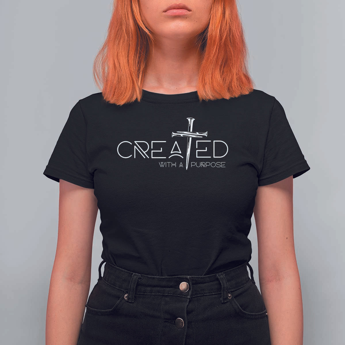 Created With A Purpose T Shirt For Women Christian Faith Cross
