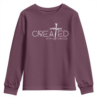 Created With A Purpose Youth Sweatshirt Christian Faith Cross