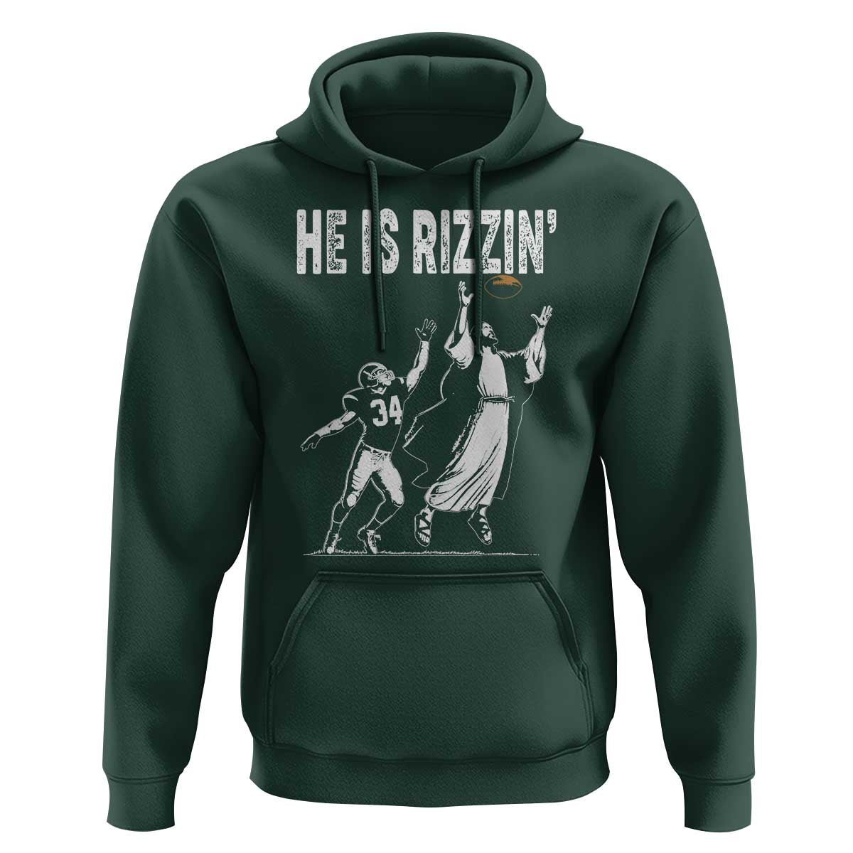 Funny Jesus American Football He Is Rizzin' Hoodie