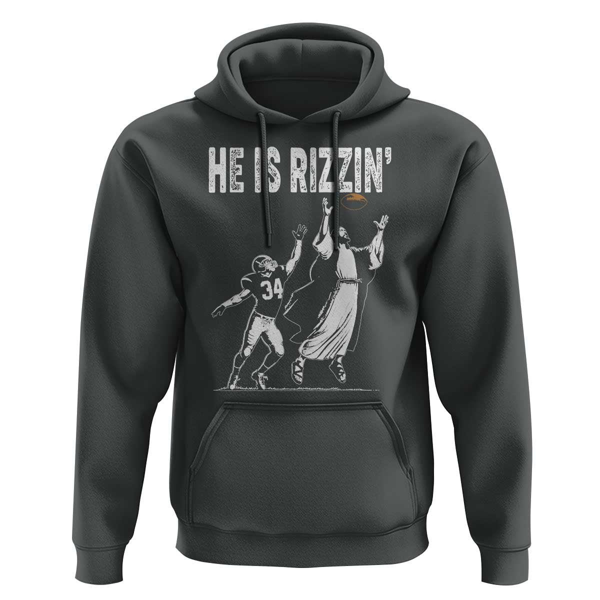 Funny Jesus American Football He Is Rizzin' Hoodie