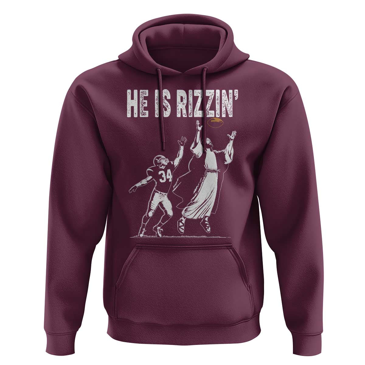 Funny Jesus American Football He Is Rizzin' Hoodie