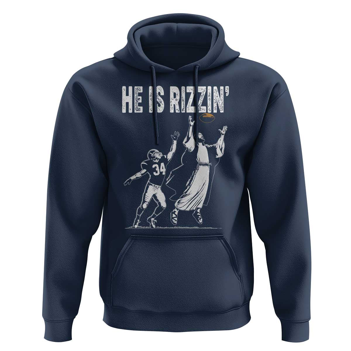 Funny Jesus American Football He Is Rizzin' Hoodie