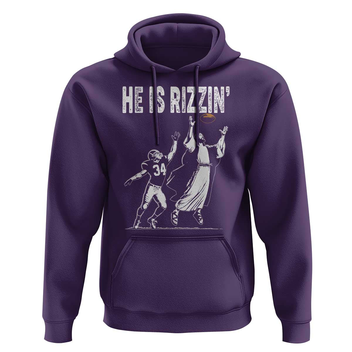 Funny Jesus American Football He Is Rizzin' Hoodie
