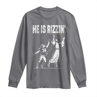 Funny Jesus American Football He Is Rizzin' Long Sleeve Shirt