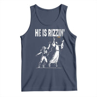 Funny Jesus American Football He Is Rizzin' Tank Top