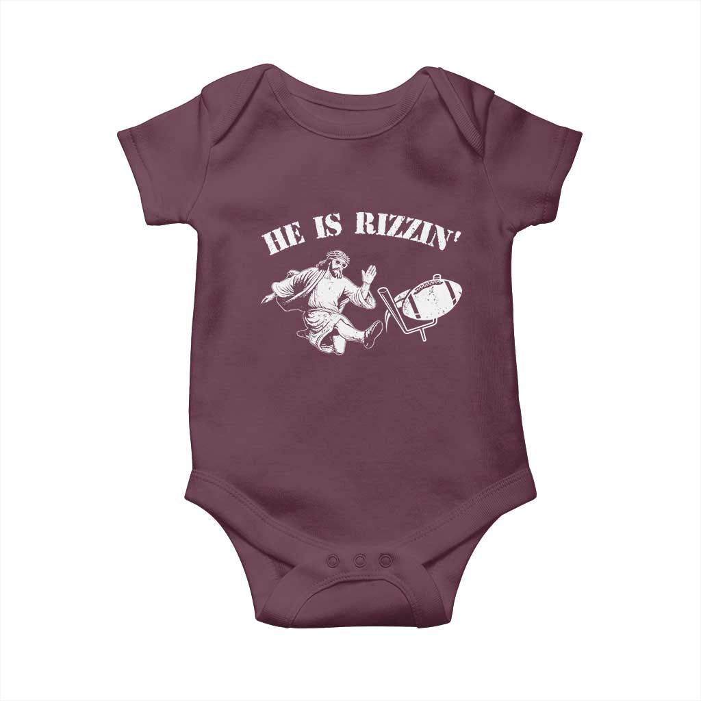 Funny Jesus American Football He Is Rizzin' Meme Baby Onesie