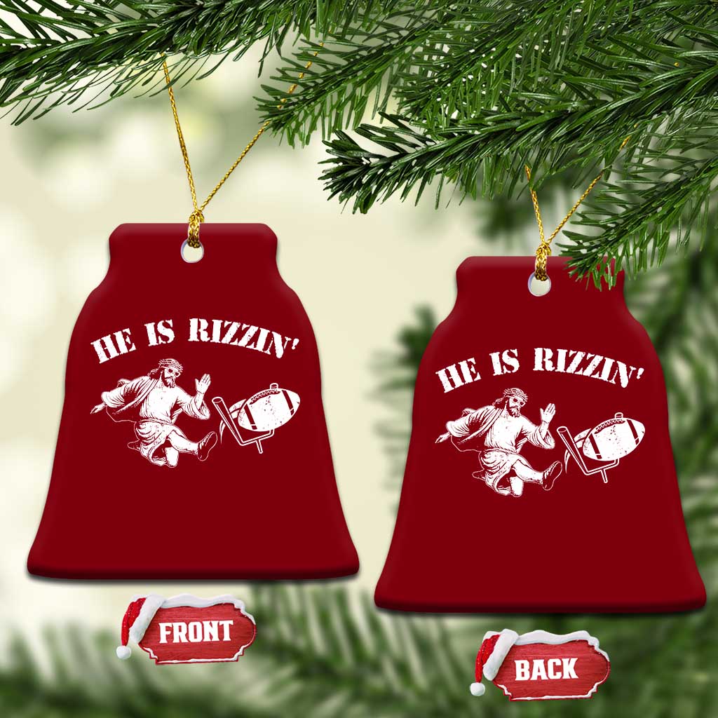 Funny Jesus American Football He Is Rizzin' Meme Ceramic Ornament - Wonder Print Shop