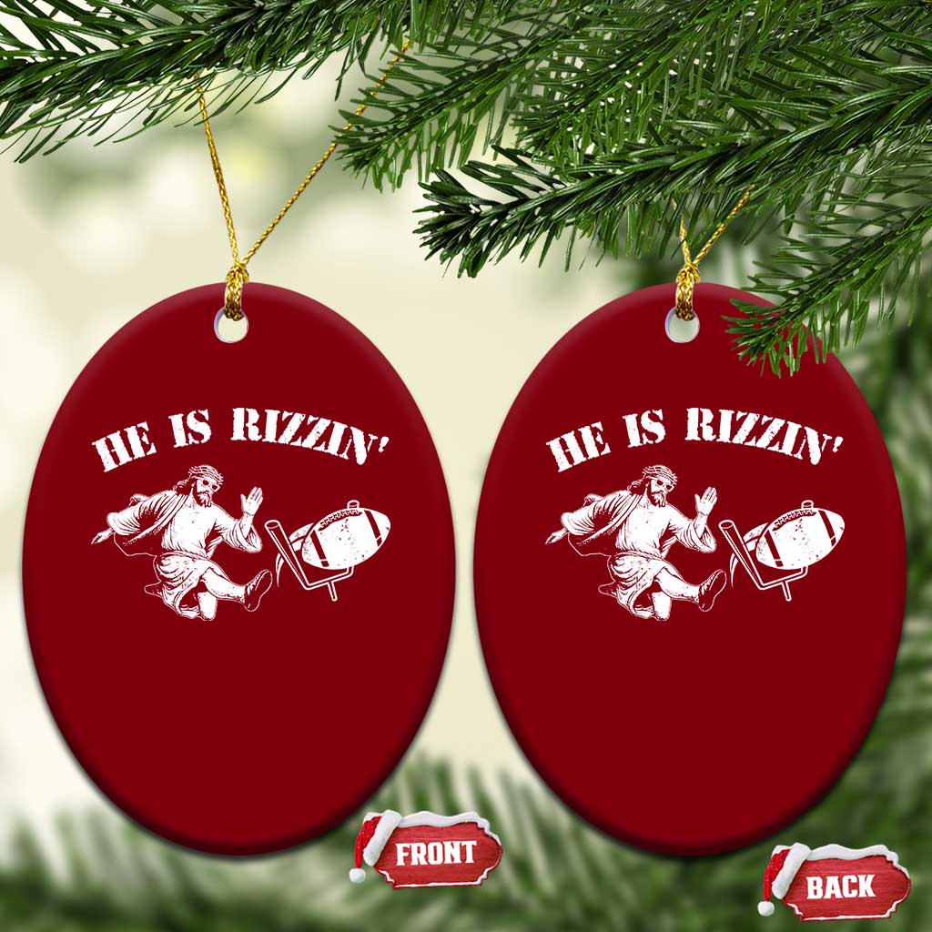 Funny Jesus American Football He Is Rizzin' Meme Ceramic Ornament - Wonder Print Shop