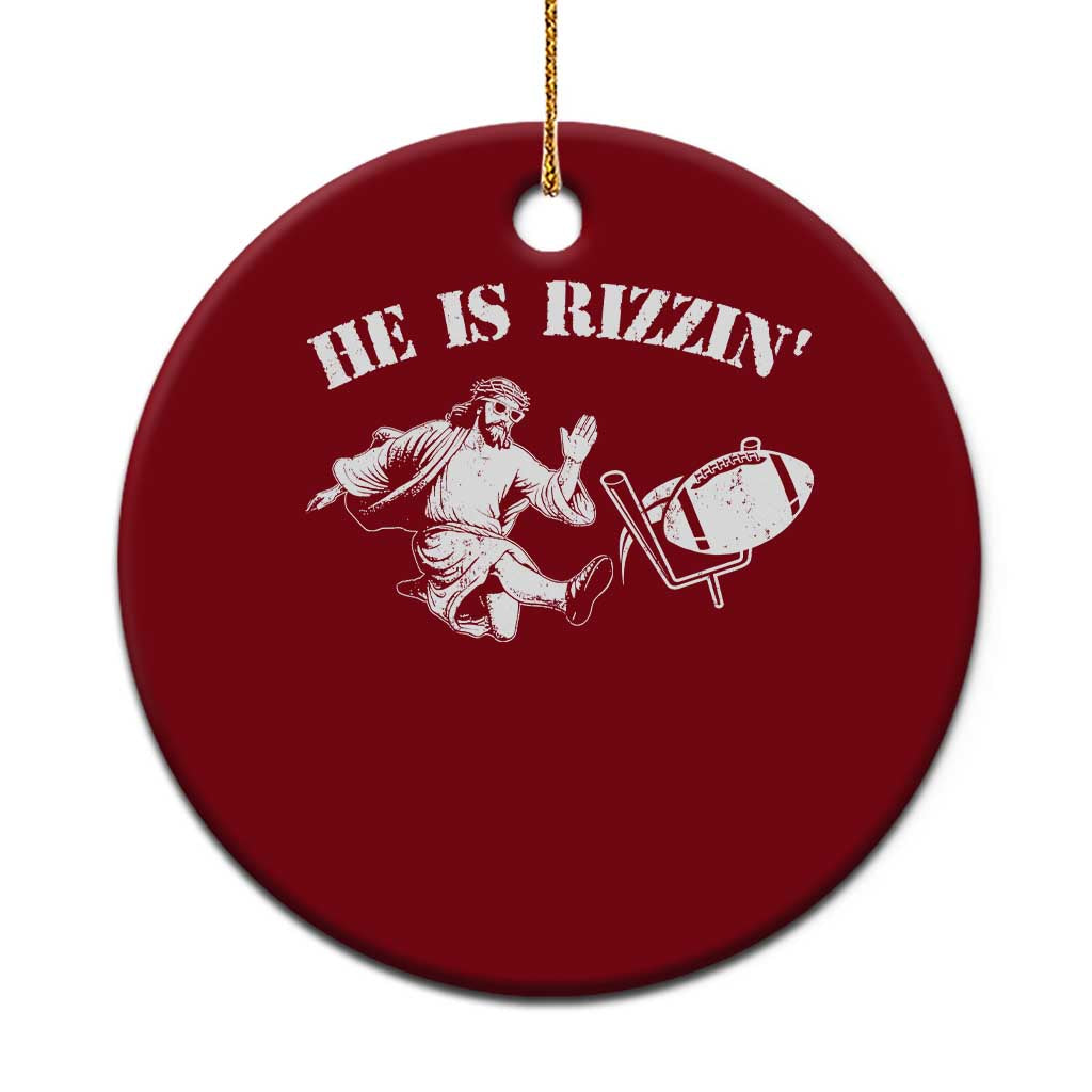 Funny Jesus American Football He Is Rizzin' Meme Ceramic Ornament - Wonder Print Shop