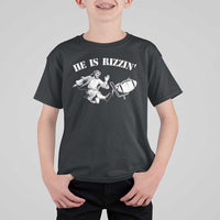 Funny Jesus American Football He Is Rizzin' Meme T Shirt For Kid