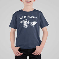 Funny Jesus American Football He Is Rizzin' Meme T Shirt For Kid