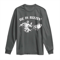 Funny Jesus American Football He Is Rizzin' Meme Long Sleeve Shirt