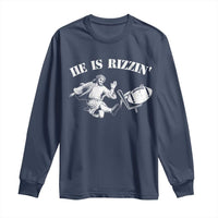 Funny Jesus American Football He Is Rizzin' Meme Long Sleeve Shirt