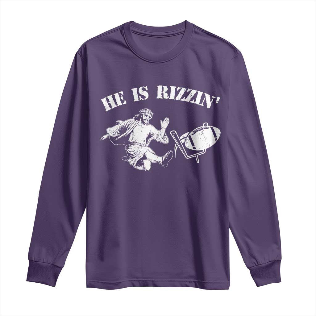 Funny Jesus American Football He Is Rizzin' Meme Long Sleeve Shirt