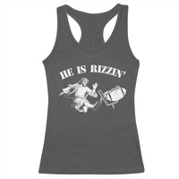 Funny Jesus American Football He Is Rizzin' Meme Racerback Tank Top