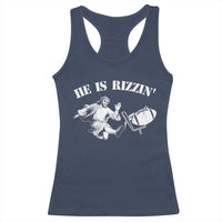 Funny Jesus American Football He Is Rizzin' Meme Racerback Tank Top