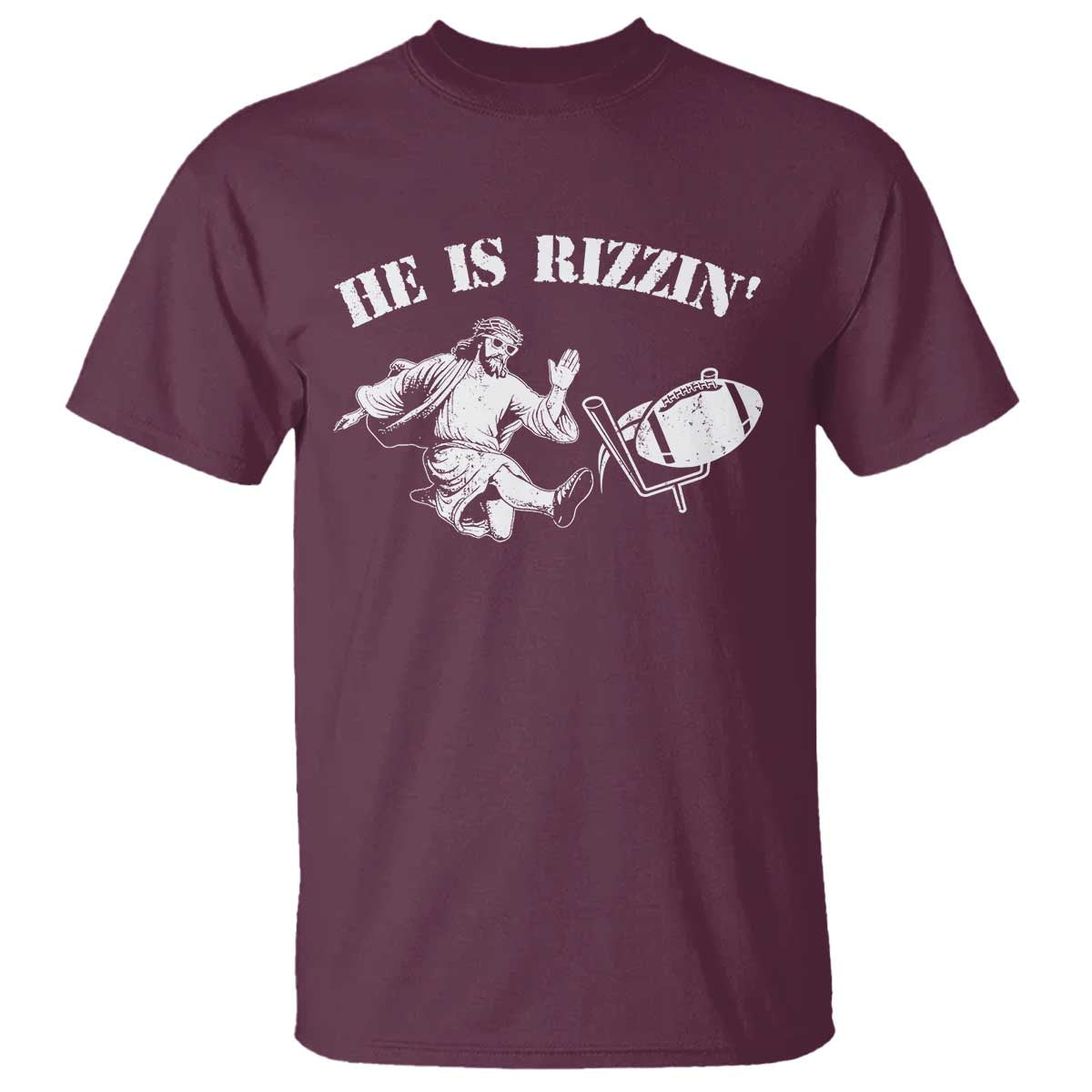 Funny Jesus American Football He Is Rizzin' Meme T Shirt