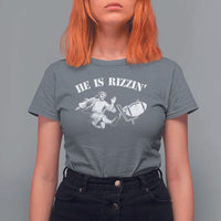 Funny Jesus American Football He Is Rizzin' Meme T Shirt For Women